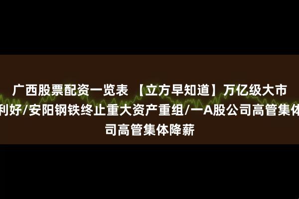 广西股票配资一览表 【立方早知道】万亿级大市场迎利好/安阳钢铁终止重大资产重组/一A股公司高管集体降薪